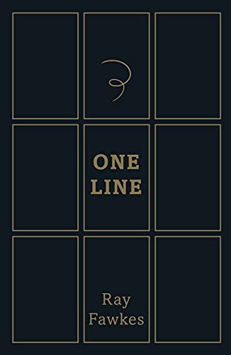 Nine black vertical rectangular panels are outlined in gold. The top middle one contains a swirly line.