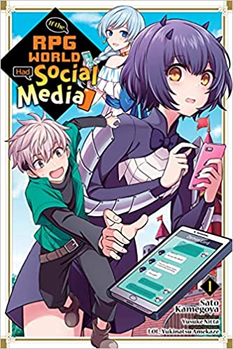 A white-haired anime boy dives forward to try and grab a falling smartphone. Superimposed above him are two girls, one of them a demon, who are also both holding smartphones.