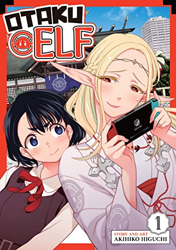 A pale-skinned elf with blond hair holds up a Nintendo Switch as she leans against a young woman with short dark hair. The two smile softly at each other.