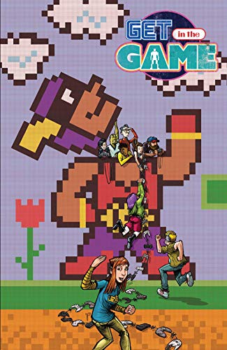 A group of teens pop out from a pixellated character like it's a mechsuit. Another teen gestures the viewer to come and join them via a rope made of controller cords.