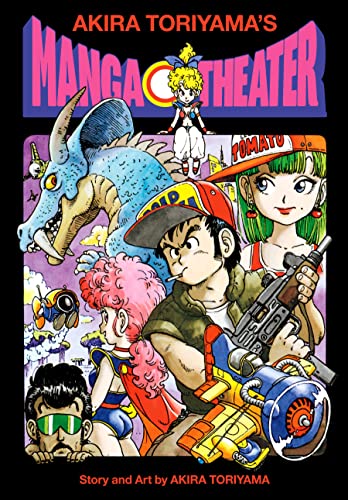 A collage of manga characters, including a woman with bright pink hair wearing a cape, a gun-toting man with a cigarette in his mouth, a blue dragon, and a green-haired woman in a cap that reads 'tomato'.