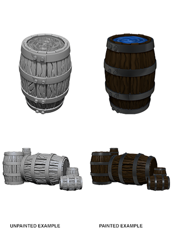 Barrel And Pile Of Barrels - Plastic Miniature